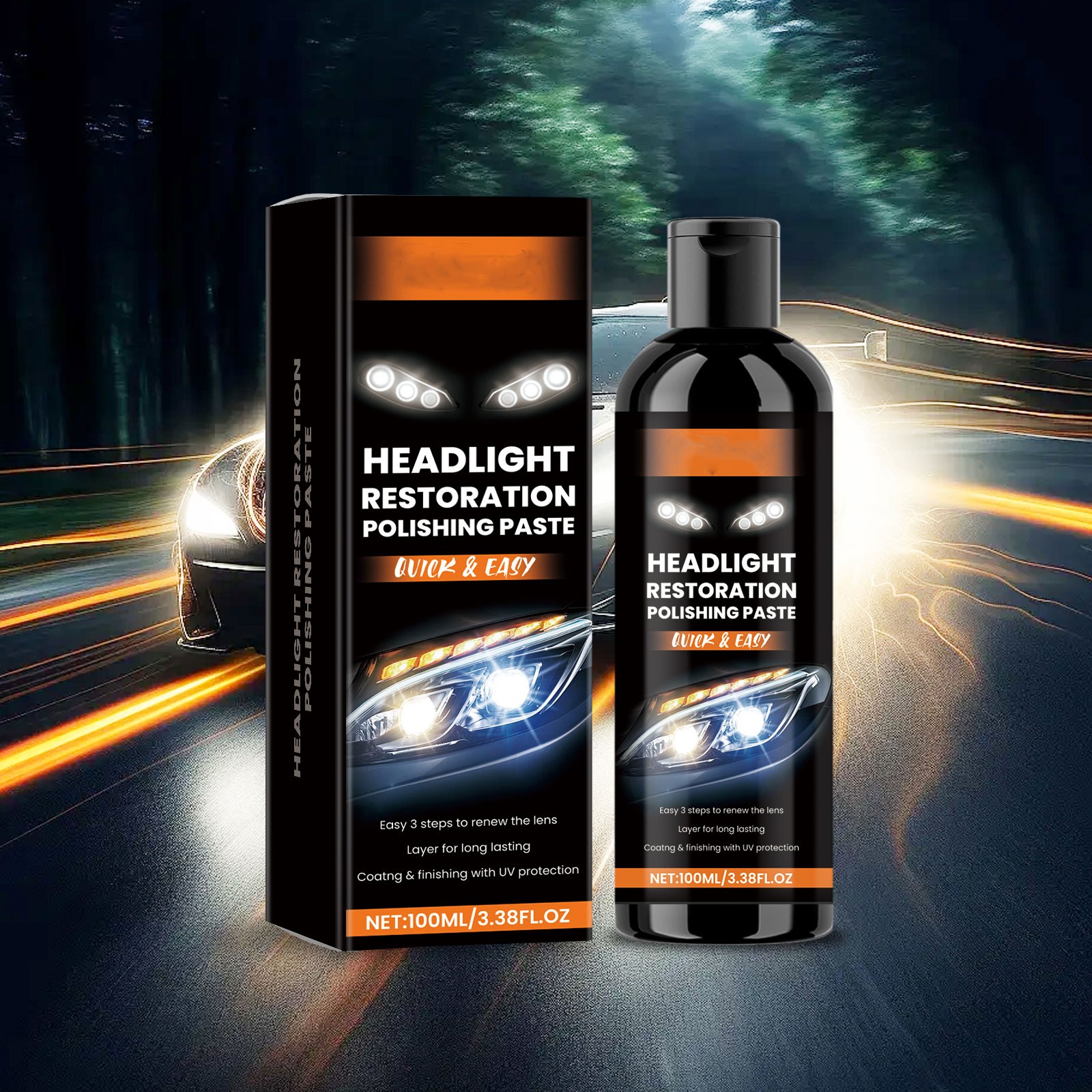 Summer Savings Car Headlight Restoration Kit - Professional Grade Oxidation Removal \u0026 UV Protection Paste - Easy-to-Use Headlamp Cleaning \u0026 Polishing Compound for Yellowed \u0026 Cloudy Automotive Li